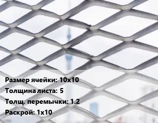 Сетка ЦПВС просечно-вытяжная 10х10 s=5 1.2 Раскрой: 1х10